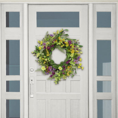 24" Artificial Spring Mixed Floral Wreath