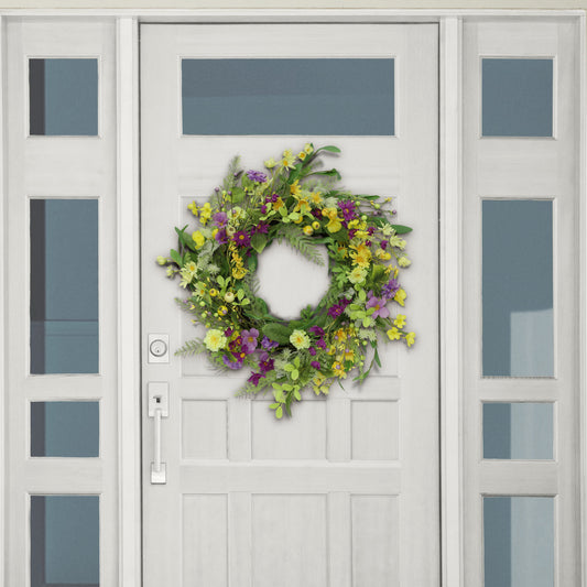 24" Artificial Spring Mixed Floral Wreath