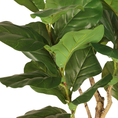 6 ft. Artificial Fiddle Leaf Ficus Tree with White Decorative Pot