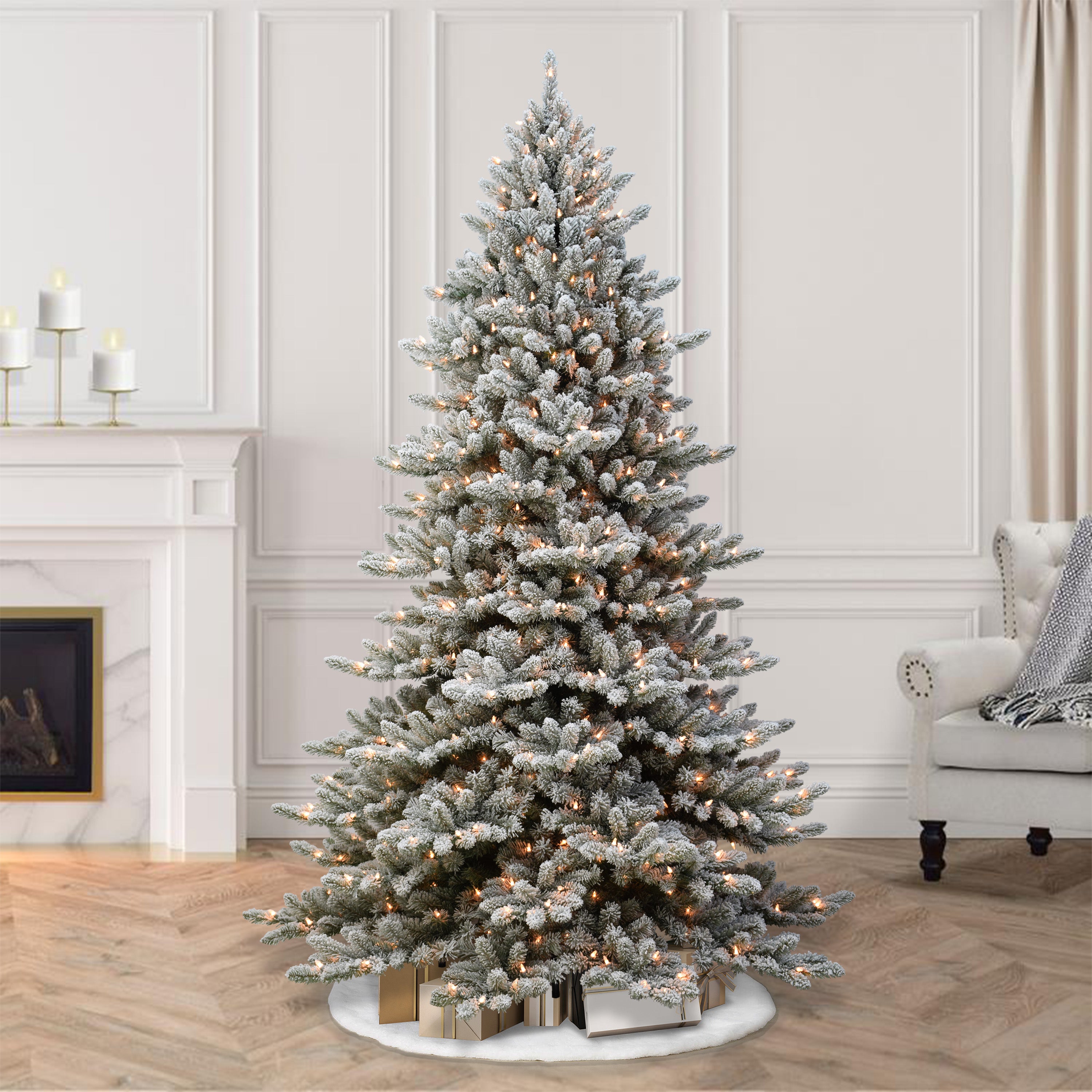 9 ft Pre-lit Flocked Royal Majestic Fraser Fir Artificial