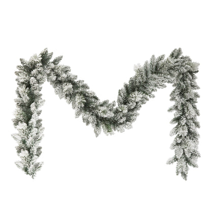 9' Flocked Spruce Garland with 160 Tips