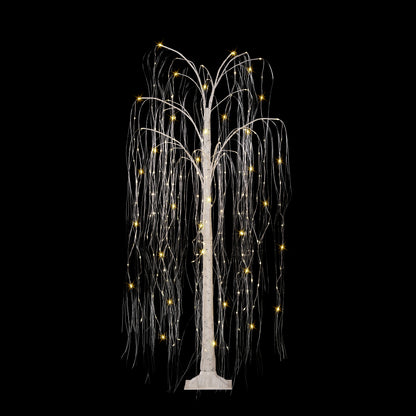 5 ft Pre-Lit Outdoor Willow Tree With 240 Warm White Multi-Function Dual LED Lights Outdoor UL Adapter Stand Included