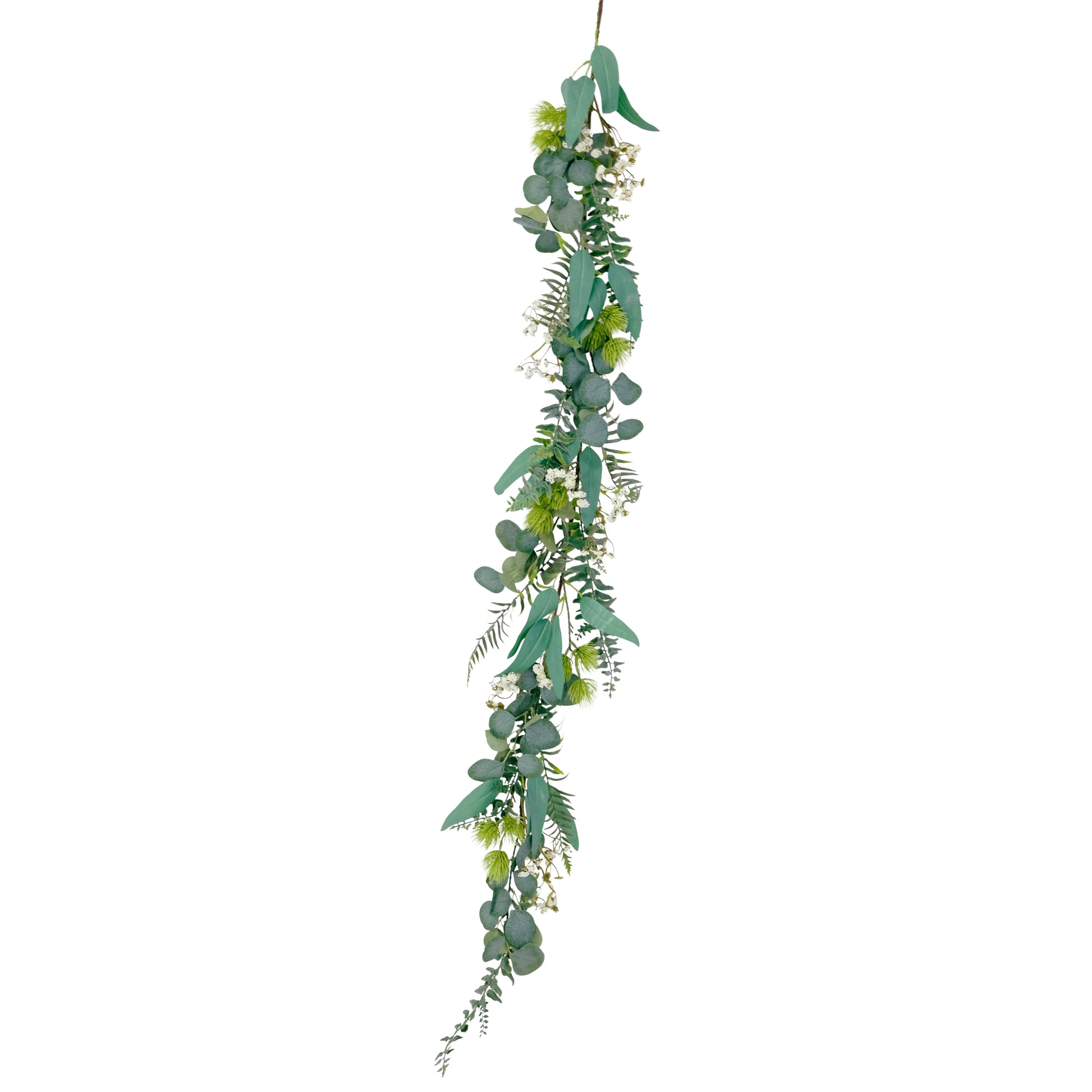 faux eucalyptus hanging plant Puleo International 60" Artificial Eucalyptus Spring Garland, Green – puleointl