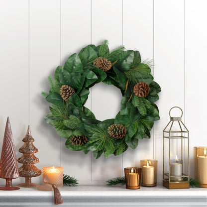 24" Wreath with Magnolia Leaves