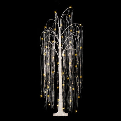 6 ft Pre-Lit Outdoor Willow Tree With 360 Warm White Multi-Function Dual LED Lights Outdoor UL Adapter Stand Included