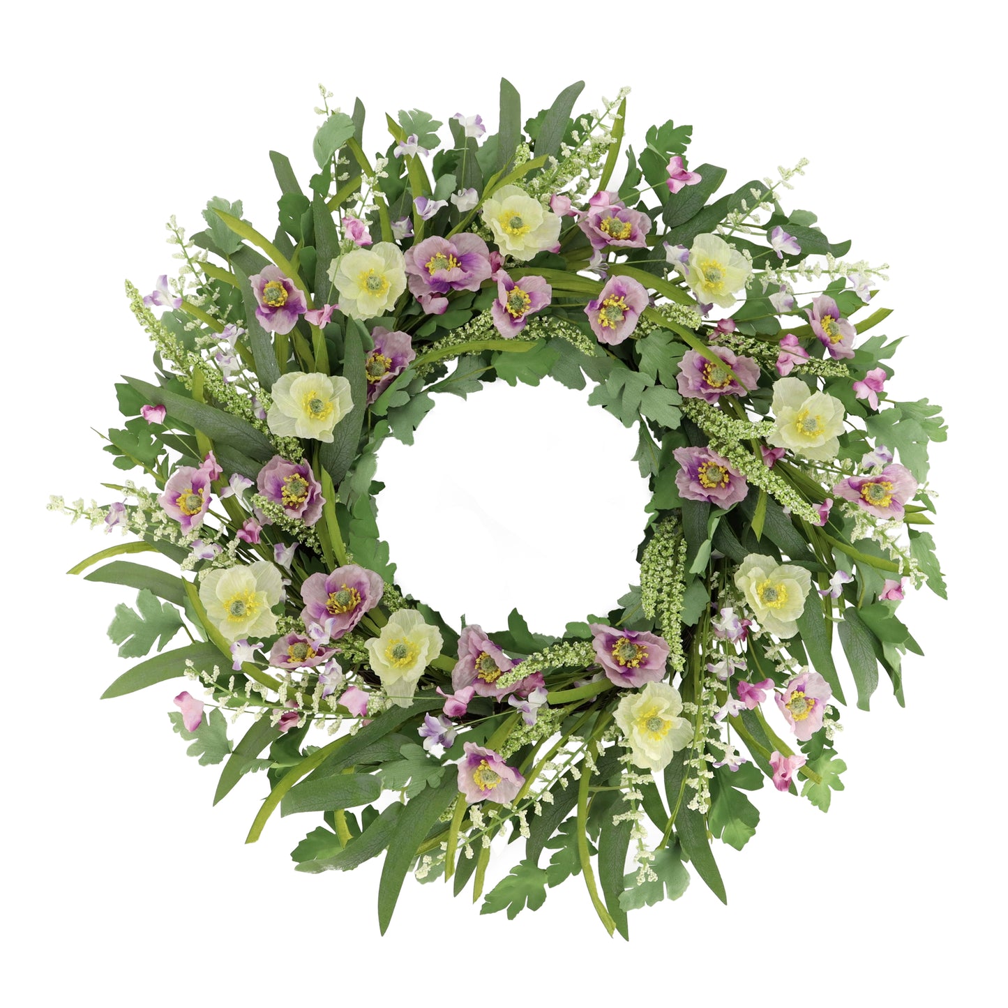 24" Artificial Poppy Spring Wreath