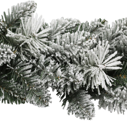 9' Flocked Spruce Garland with 160 Tips