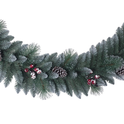 9' Sterling Pine Artificial Garland with Pine Cones, Red Berries and Silver Glitter accents