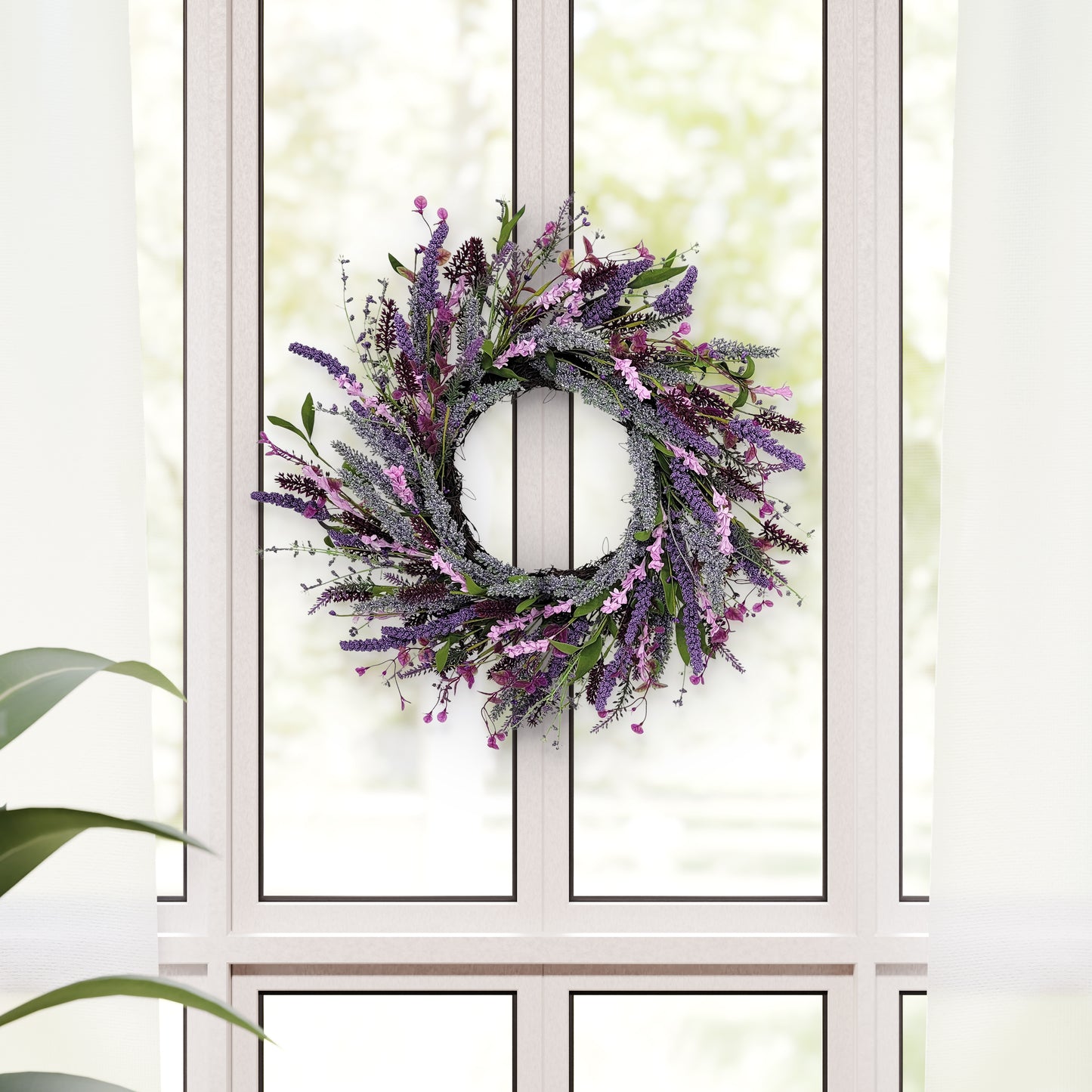 24" Artificial Lavender Floral Spring Wreath