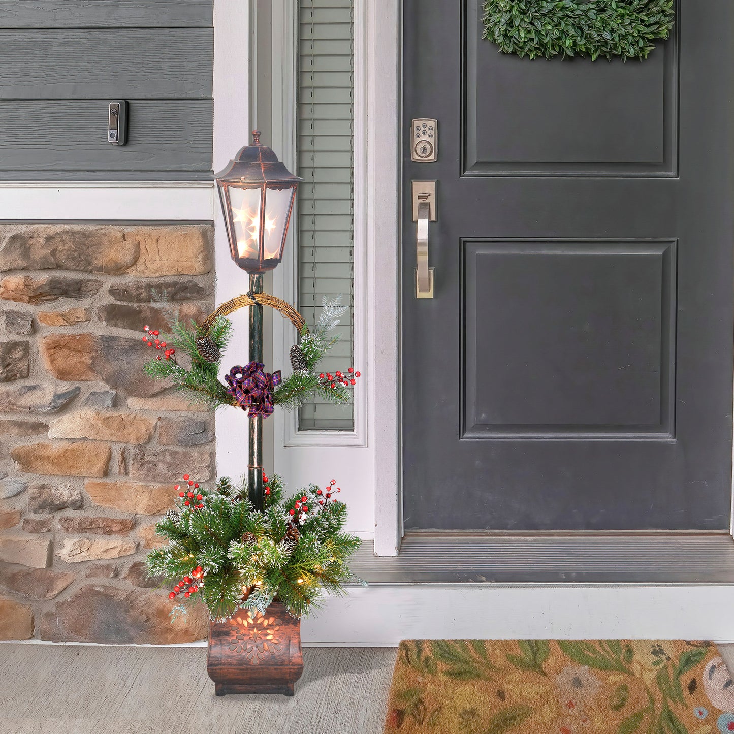 4 ft Pre-lit Lamp Post 35 UL Clear Lights Decorative Base