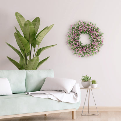 24" Artificial Pea Blossom Floral Pink Spring Wreath