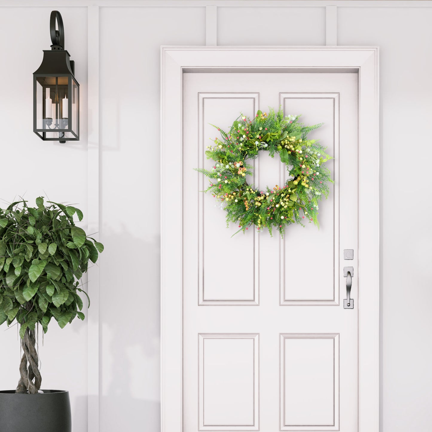 26" Artificial Fern & Berry Spring Wreath