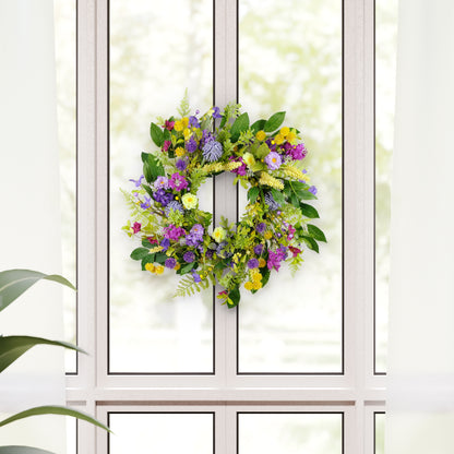 24" Artificial Echinops & Chrysanthethemum Floral Spring Wreath