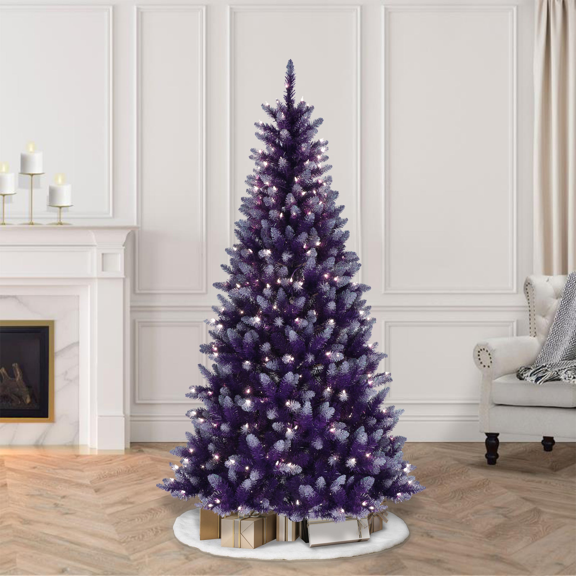 lavender christmas trees Puleo International 6.5' Pre-Lit Fashion Purple Christmas Tree