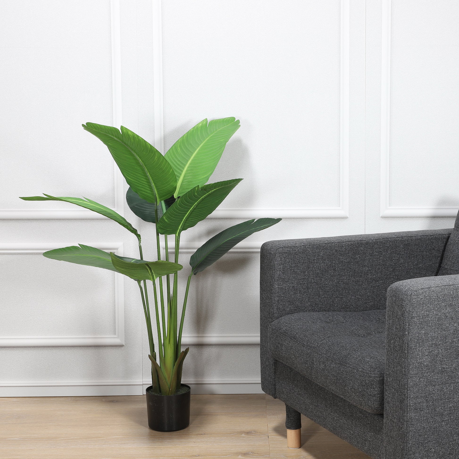 travelers palm indoor plant 45.5"Artificial Travellers Palm Tree with 8 Leaves In Black Plastic Pot – puleointl
