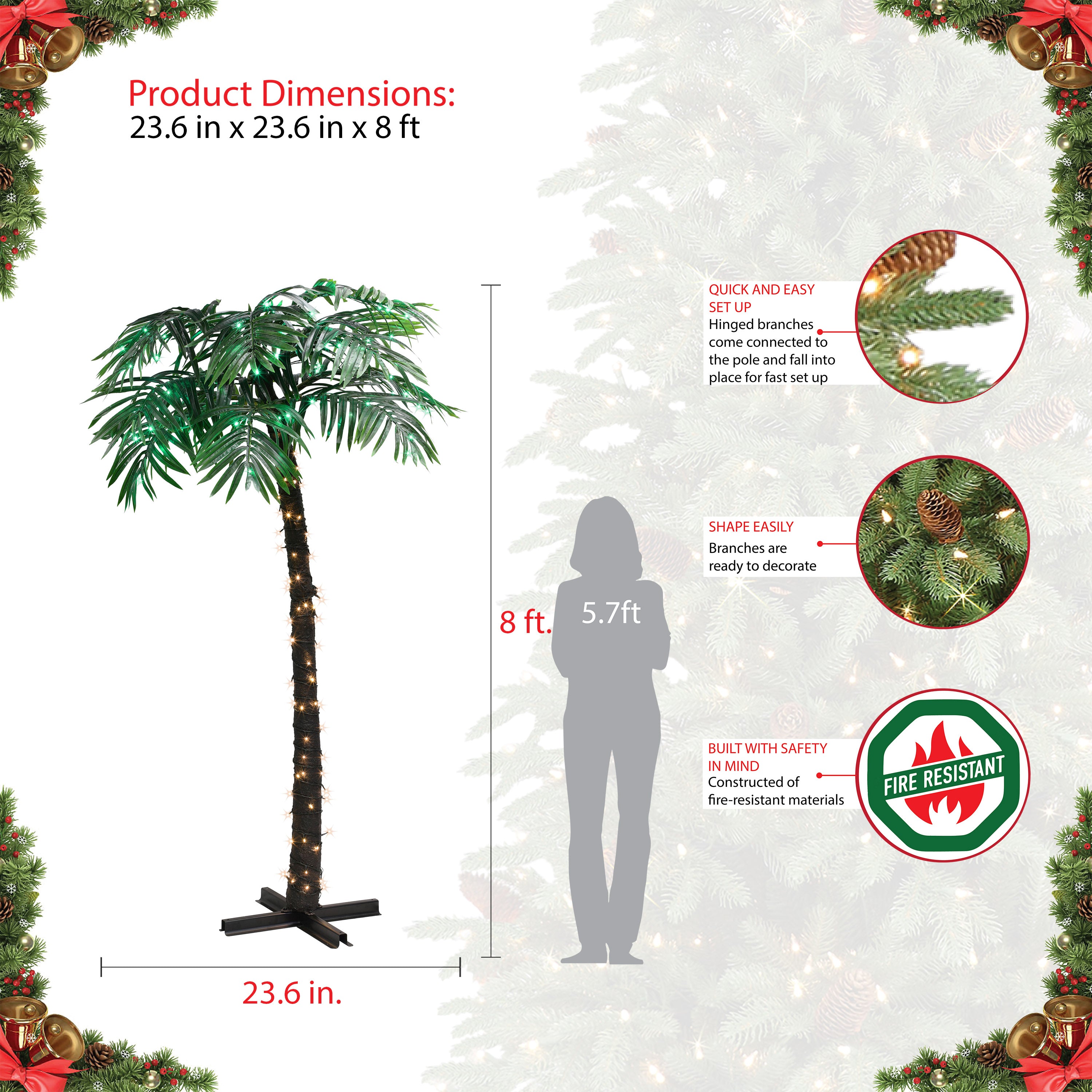 8 ft Pre-Lit Palm Tree | Puleo Christmas Trees – puleointl