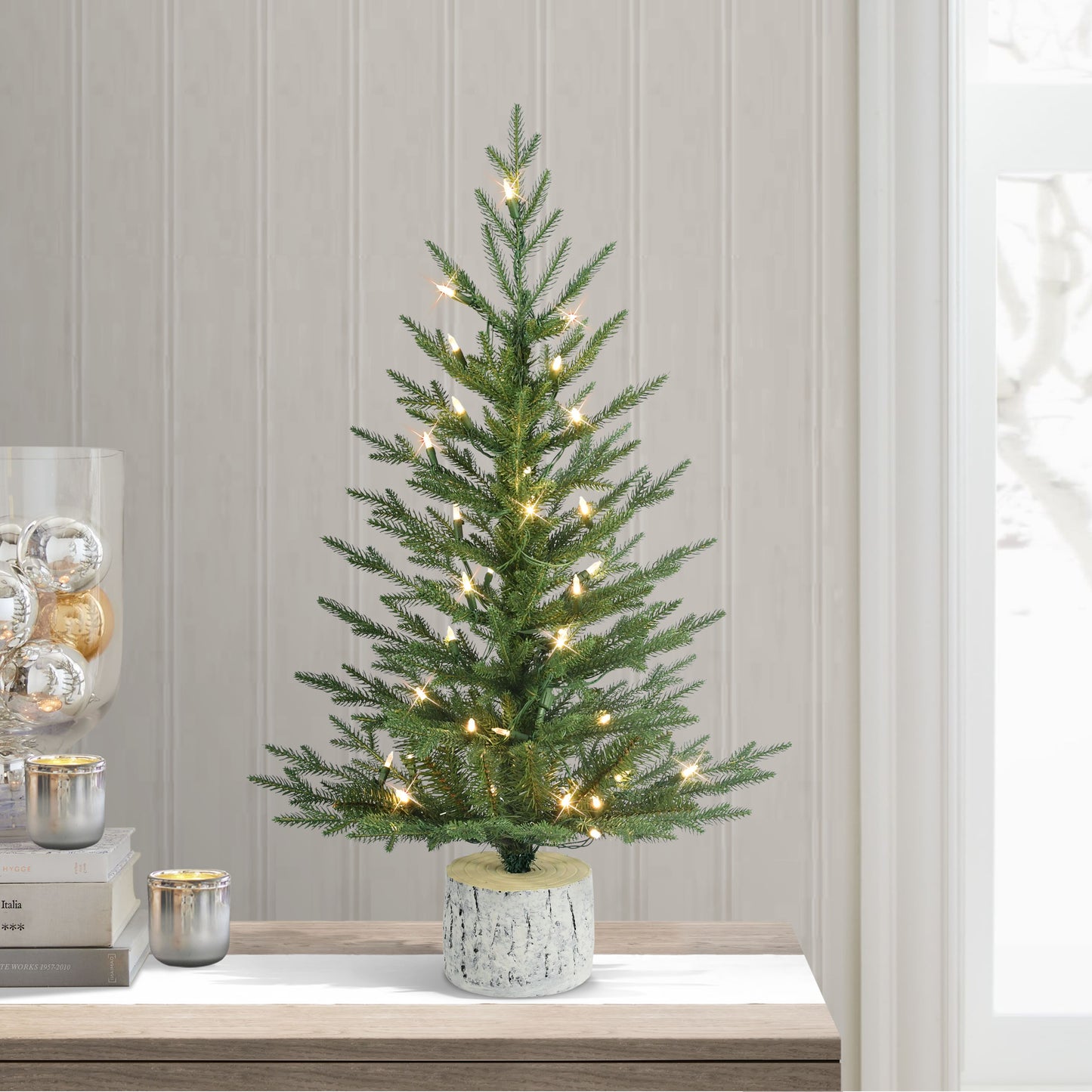 3 ft. Pre-Lit Potted Artificial Tree