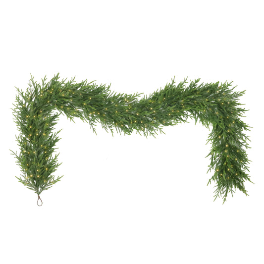 Puleo Classics Prelit Deluxe Pine Garland - 10ft B/O Rice Lights