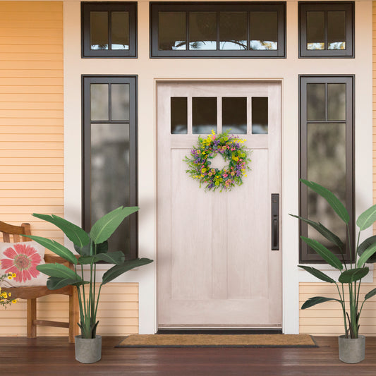Puleo International 24" Artificial Eucalyptus Floral Spring Door Wreath with Berries