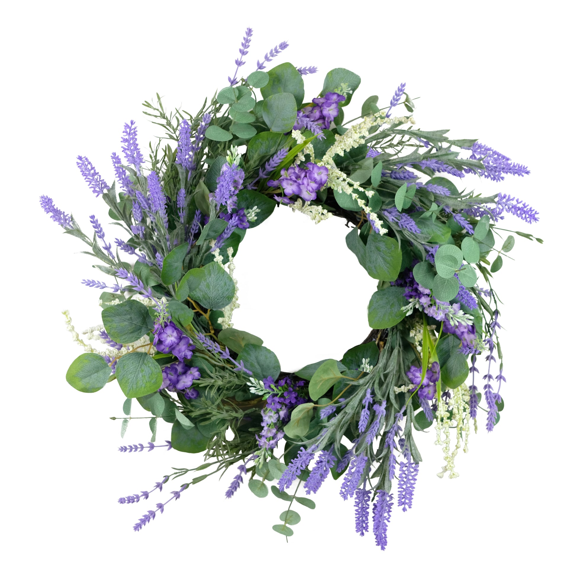 lavender flower wreath 24" Artificial Lavender & Eucalyptus Floral Spring Wreath