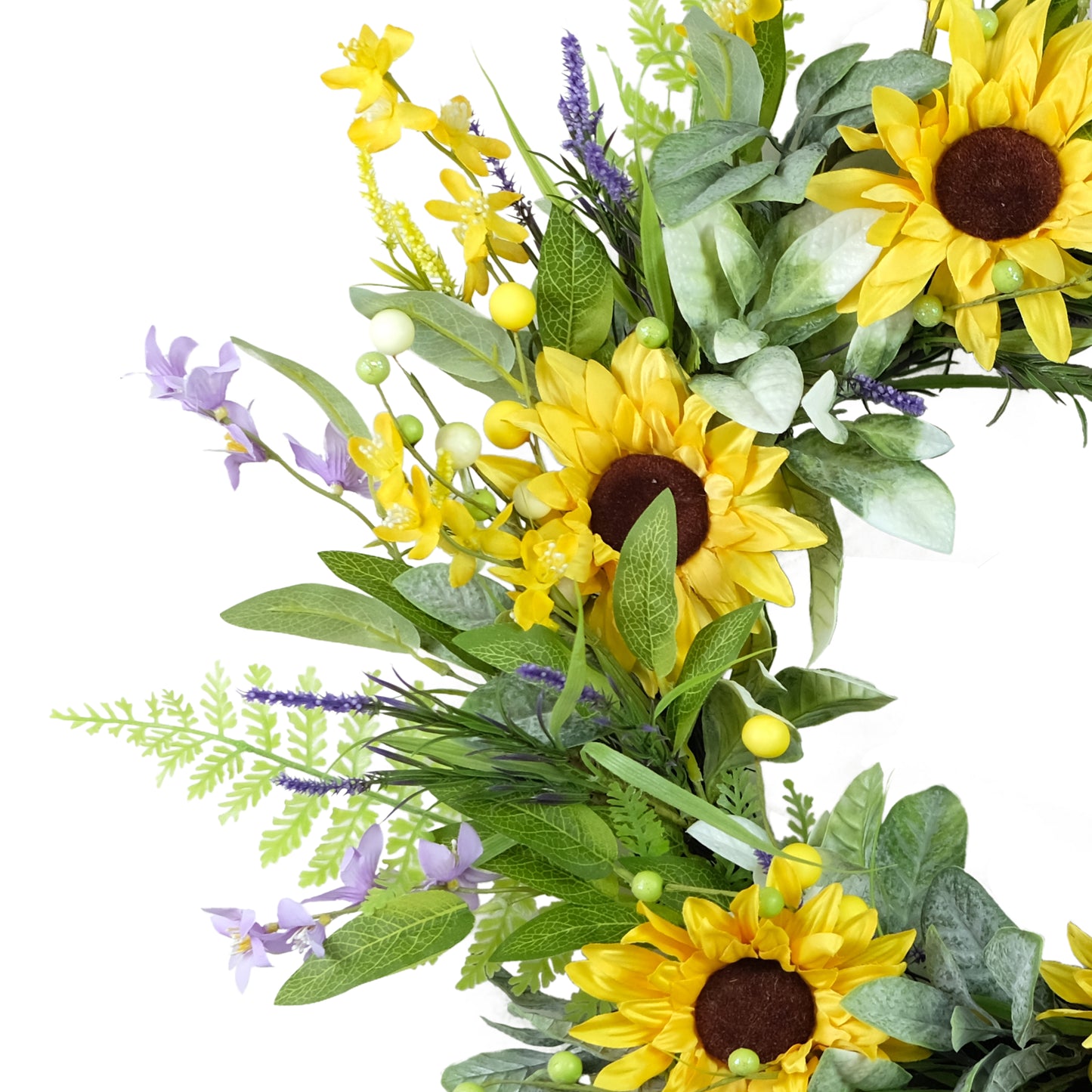 26" Artificial Sunflower Lavender Winter Jasmine Floral Spring Wreath