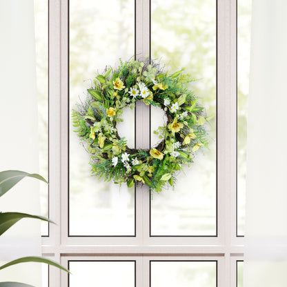 24" Artificial Daisy & Dogwood Floral Spring Wreath