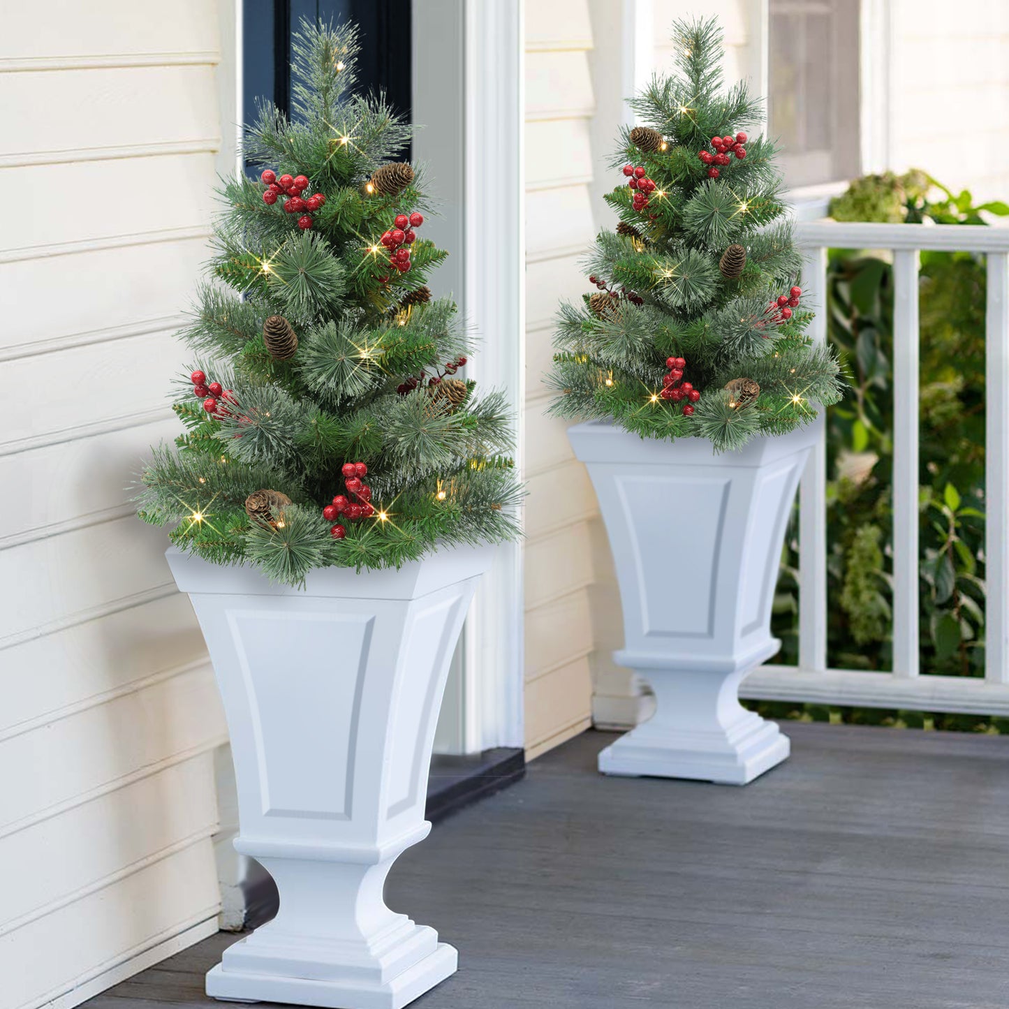Set of 2 30" Pre-Lit Urn Filler with Battery-Operated Timer - Berry