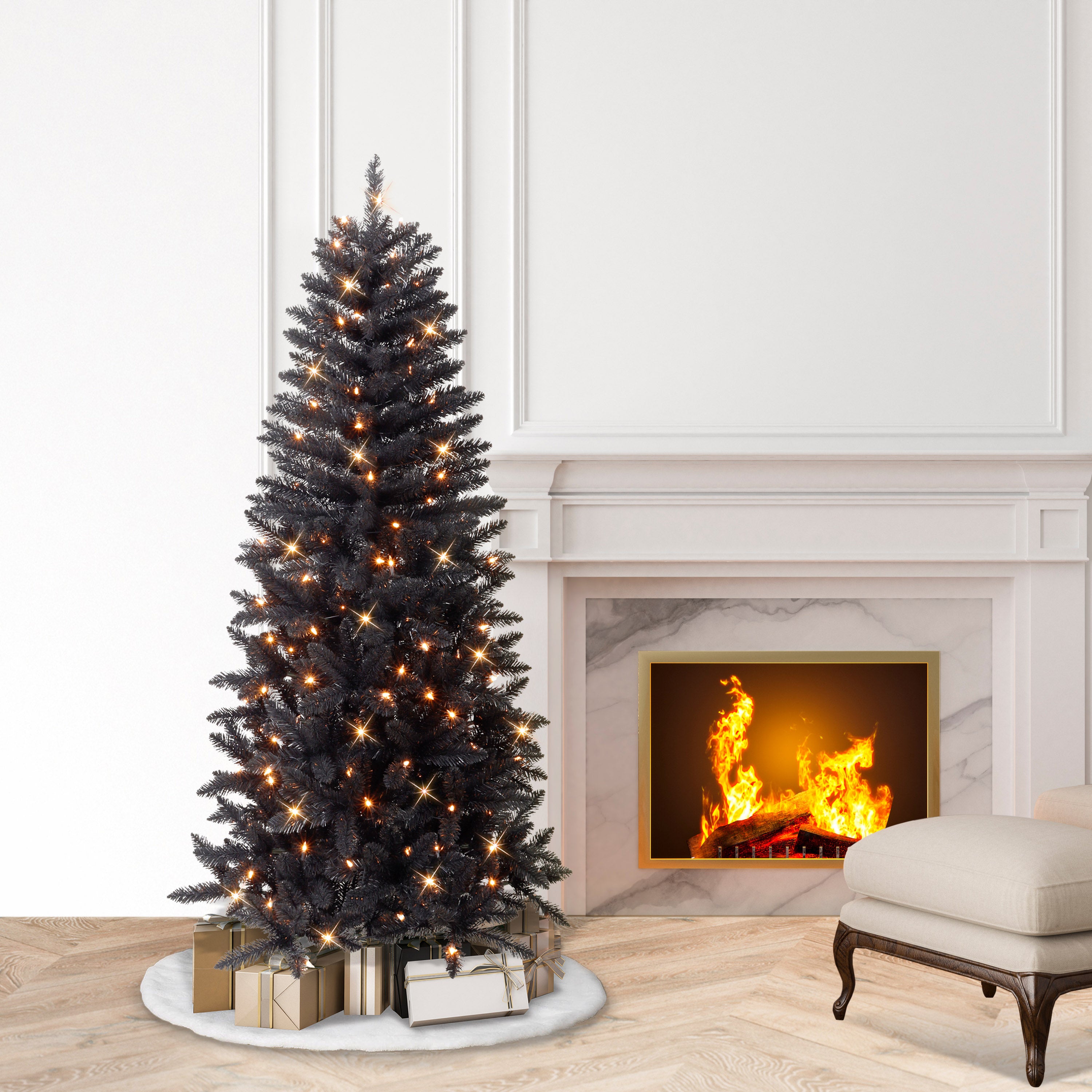 210cmブラックファイバーツリー 6 ft. Pre-Lit Black Pine Aritifical Tree – puleointl