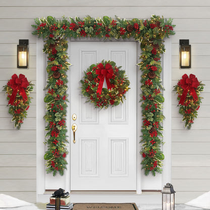 6' x 10" Battery-Operated Pre-Lit Decorated Artificial Garland