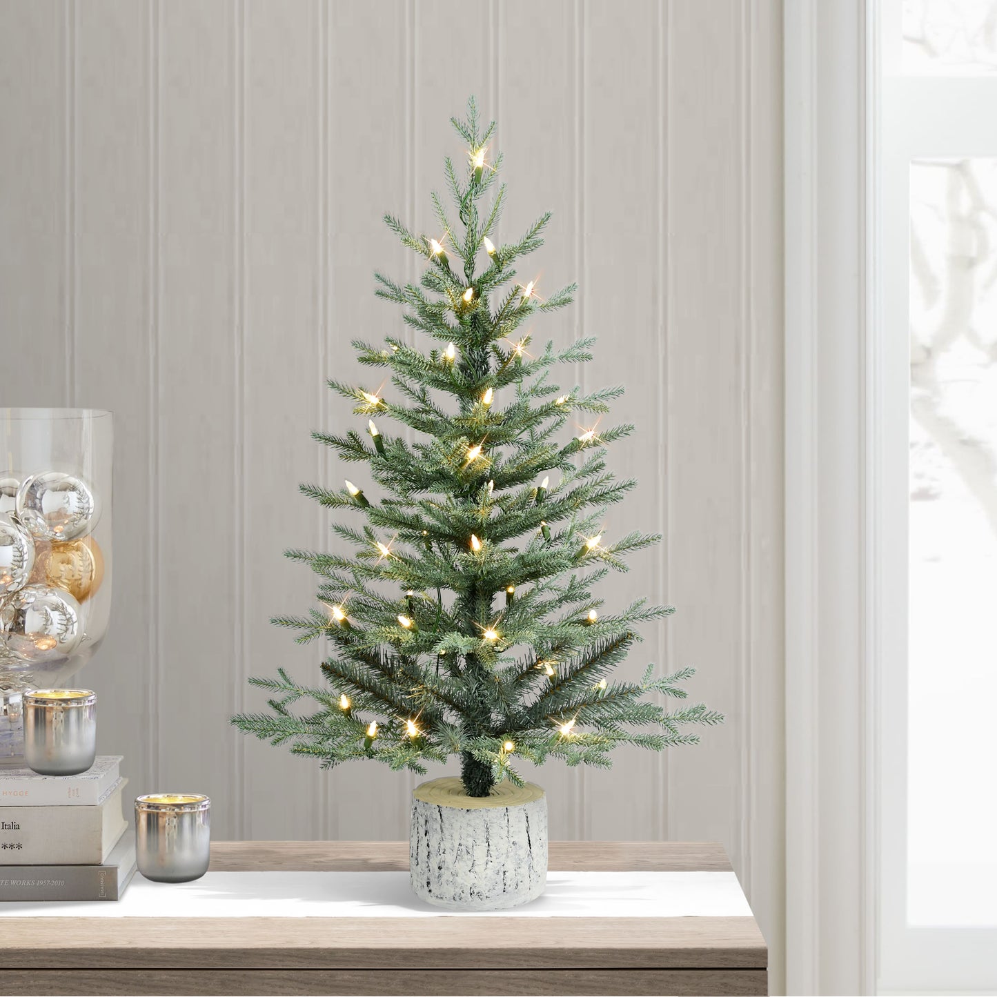 3 ft. Pre-Lit Potted Artificial Tree