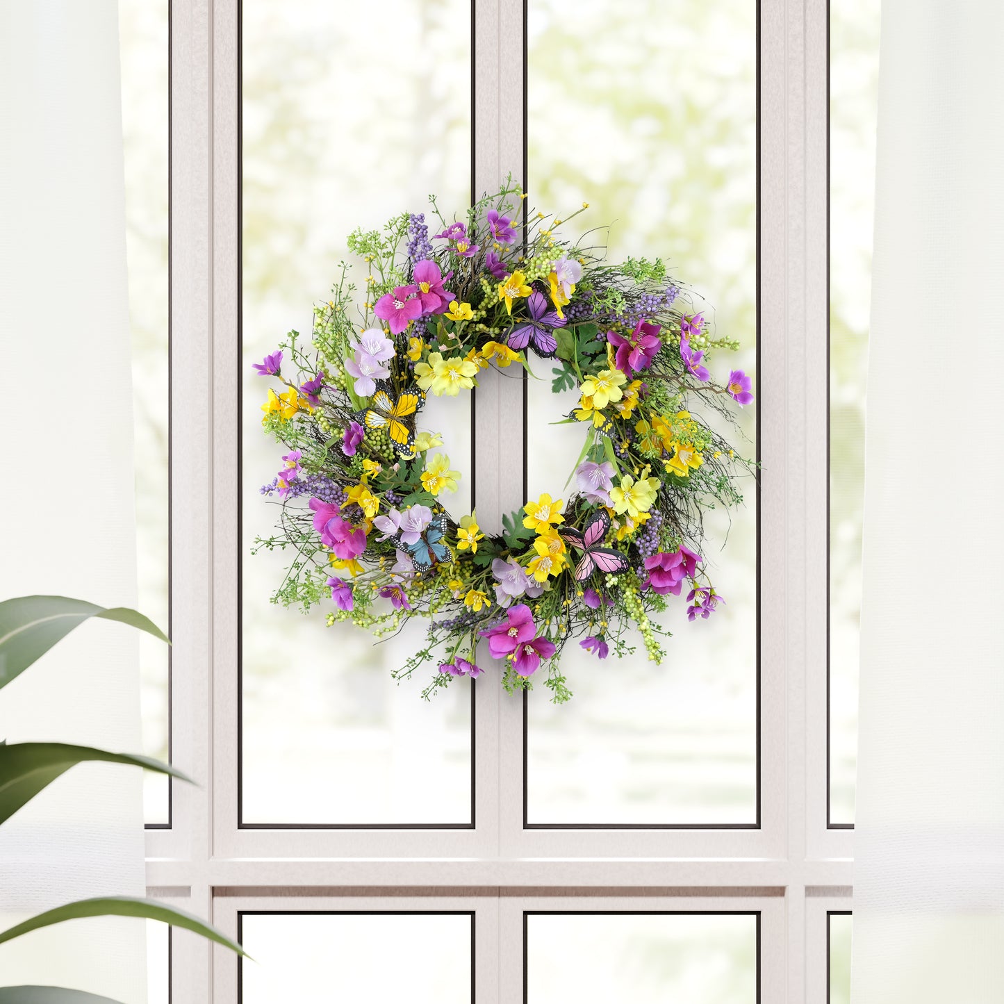 24" Artificial Dogwood Floral Spring Wreath