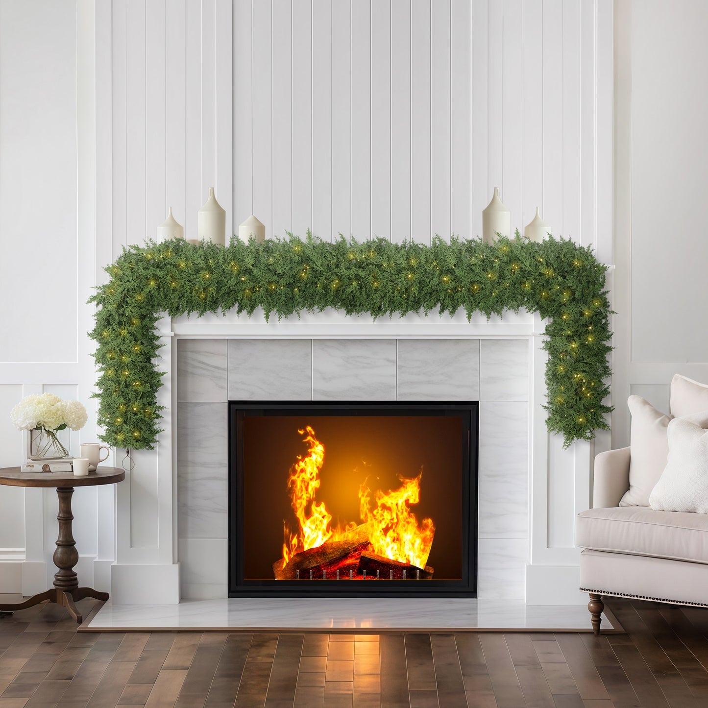 Puleo Classics Prelit Deluxe Cedar Garland - 10ft B/O Rice Lights