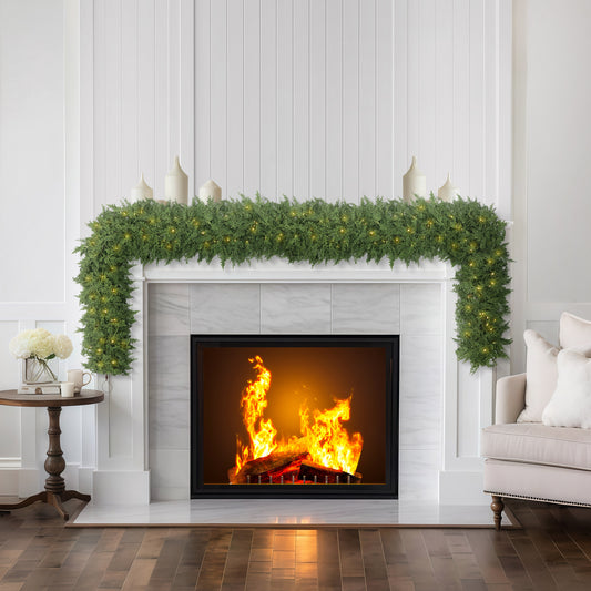 Puleo Classics Prelit Deluxe Cedar Garland - 10ft B/O Rice Lights