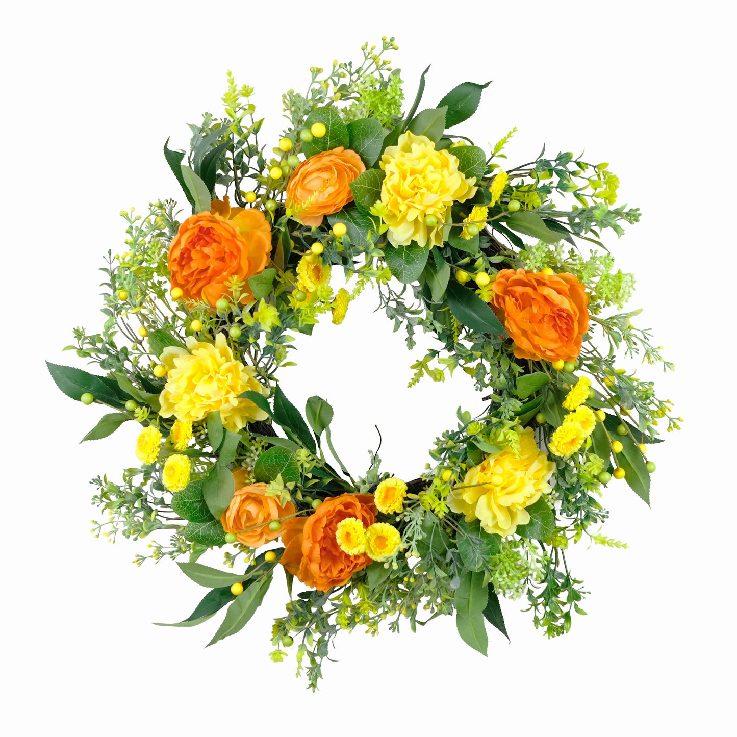 24" Artificial Peony Floral Spring Wreath