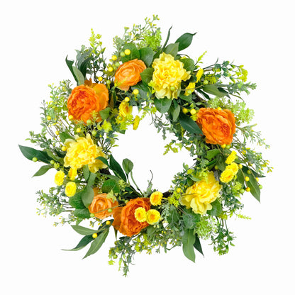 24" Artificial Peony Floral Spring Wreath