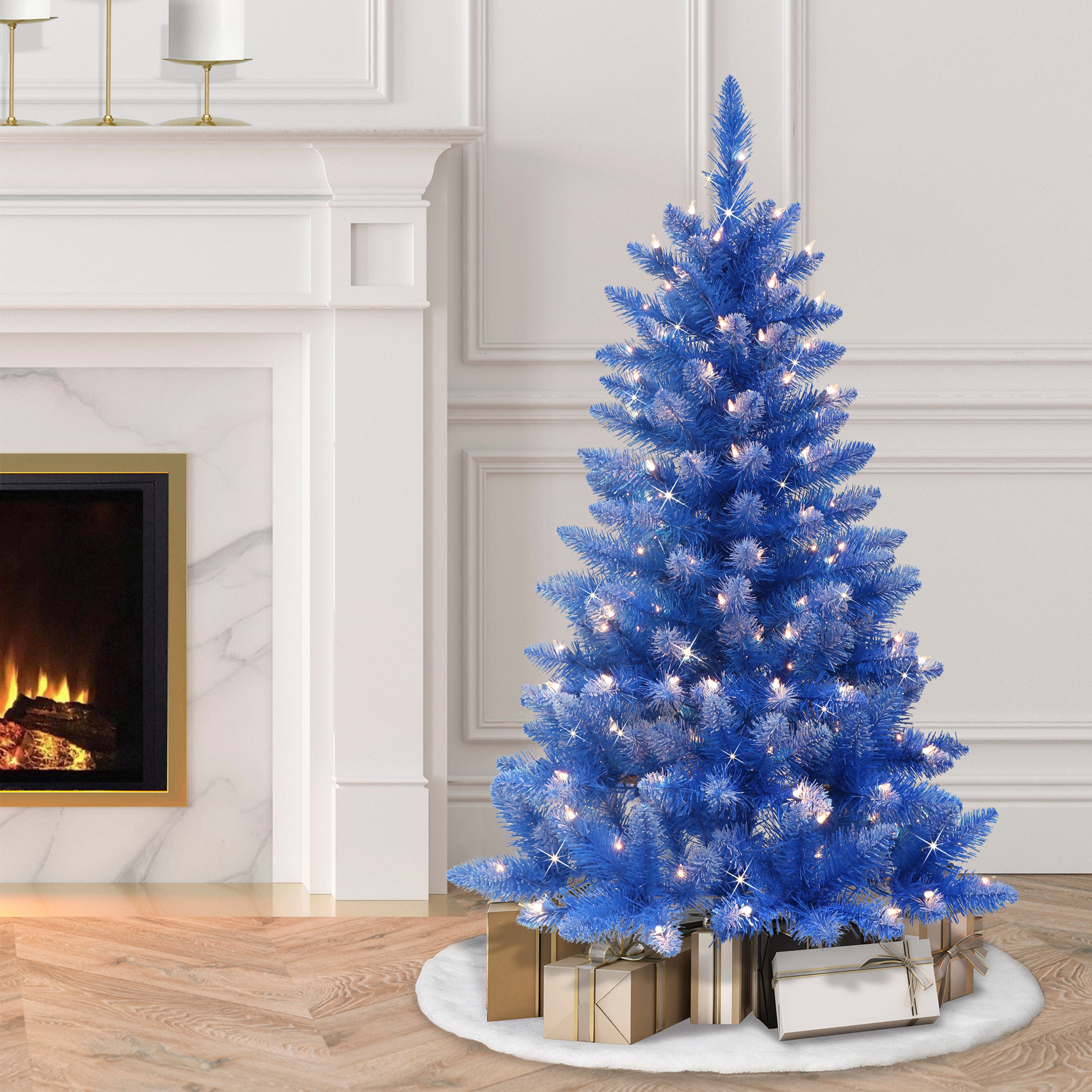 4' Pre-Lit Fashion Blue Artificial Christmas Tree - Thumbnail 3