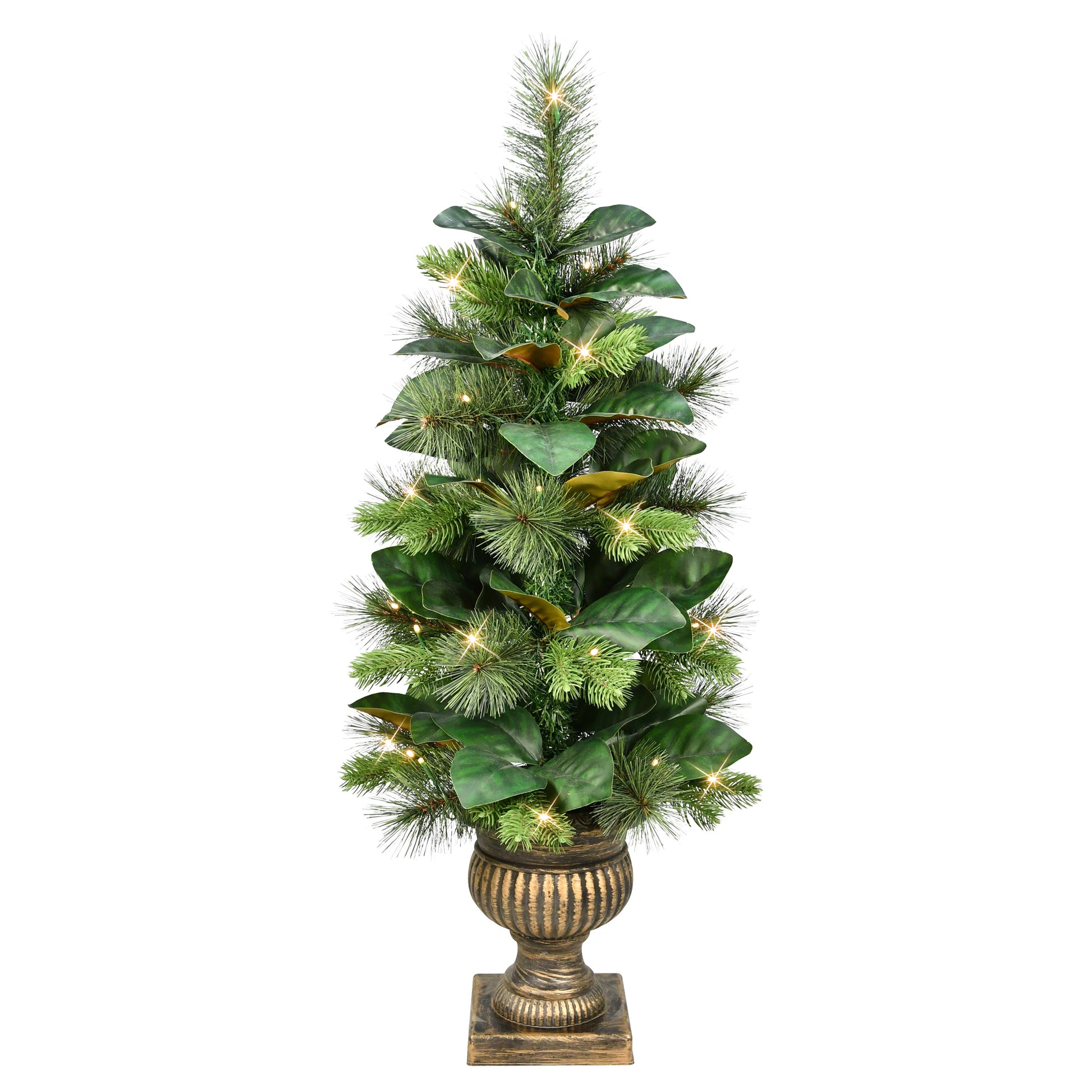 pre lit artificial indoor plants Puleo International 3 ft. Pre-Lit Potted Artificial Tree, Green, 3 Foot