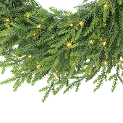 Puleo Classics Prelit Deluxe Pine Wreath - 24 in B/O Rice Lights