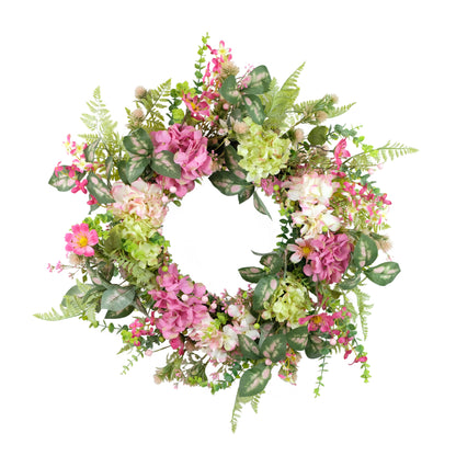 26" Artificial Hydrangea & Dogwood Floral Spring Wreath
