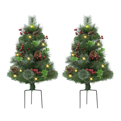 Set of 2 30" Pre-Lit Urn Filler with Battery-Operated Timer - Pine cone