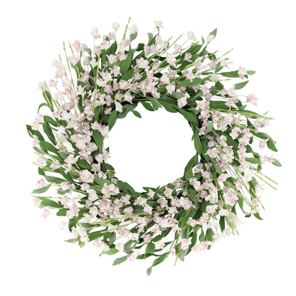 24" Artificial Pea Blossom Floral White Spring Wreath