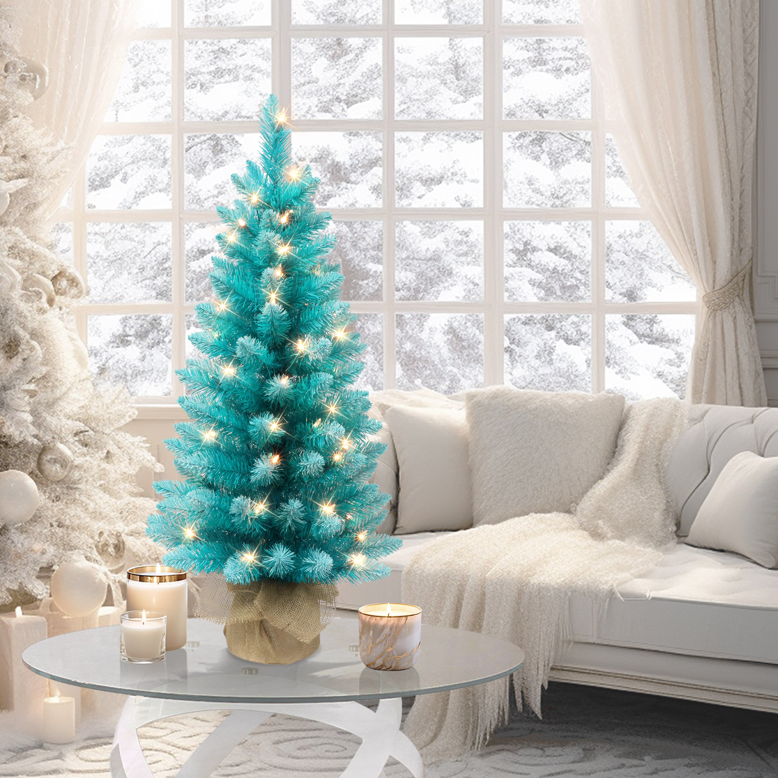3 ft Pre-Lit Teal Tree | Puleo Christmas Trees – puleointl