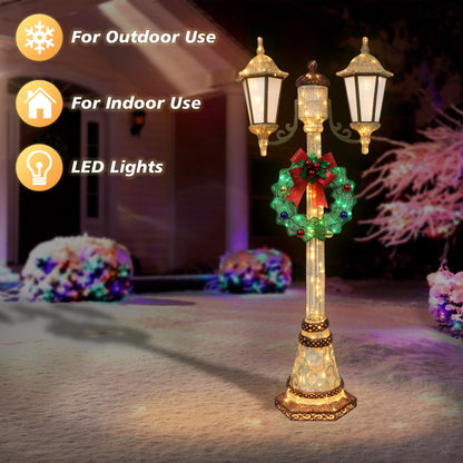 72" Lighted Lamp Post with 35 Twinkling Lights, Gold/Green