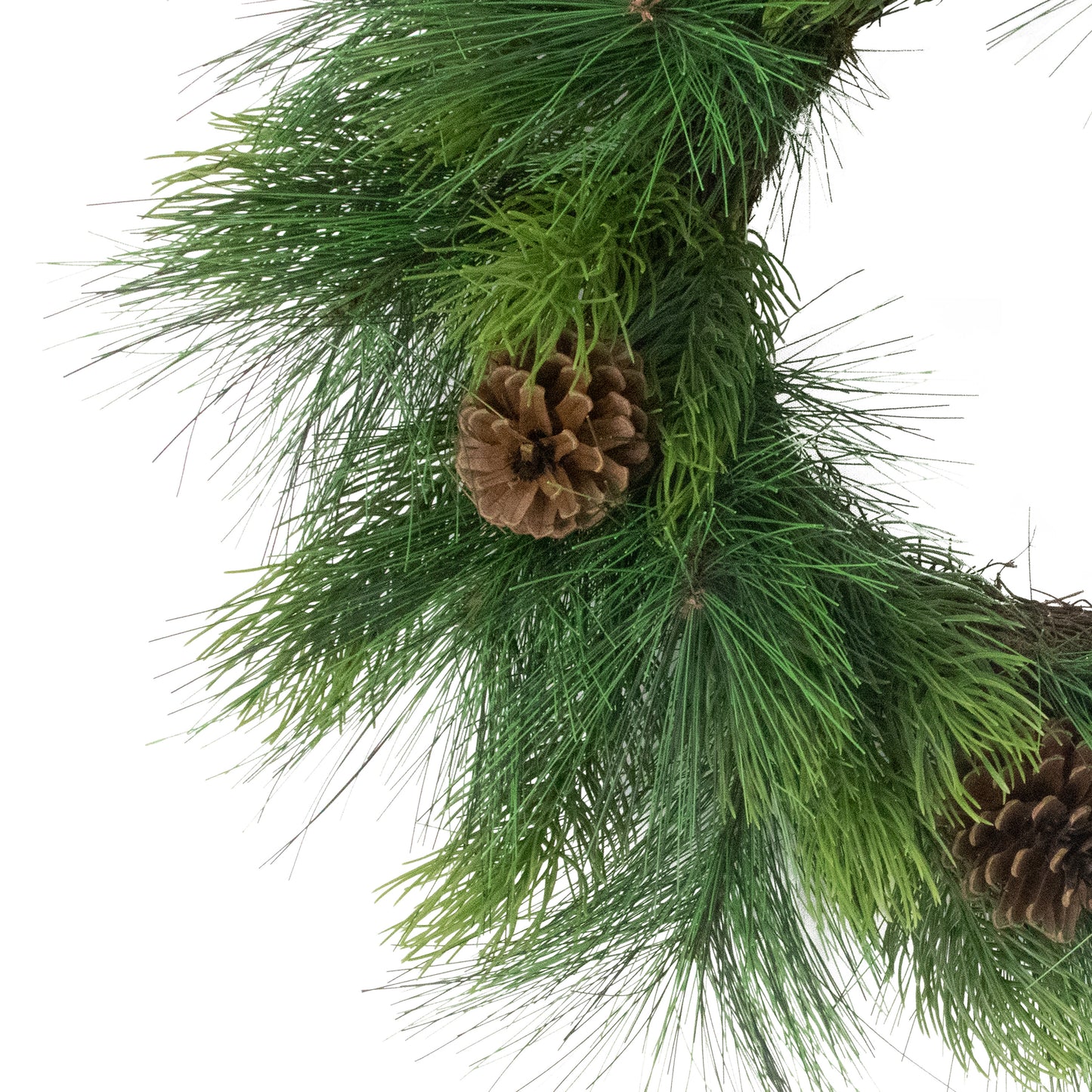 24" Hardneedle Wreath With Pinecones, 48 Branch Tips