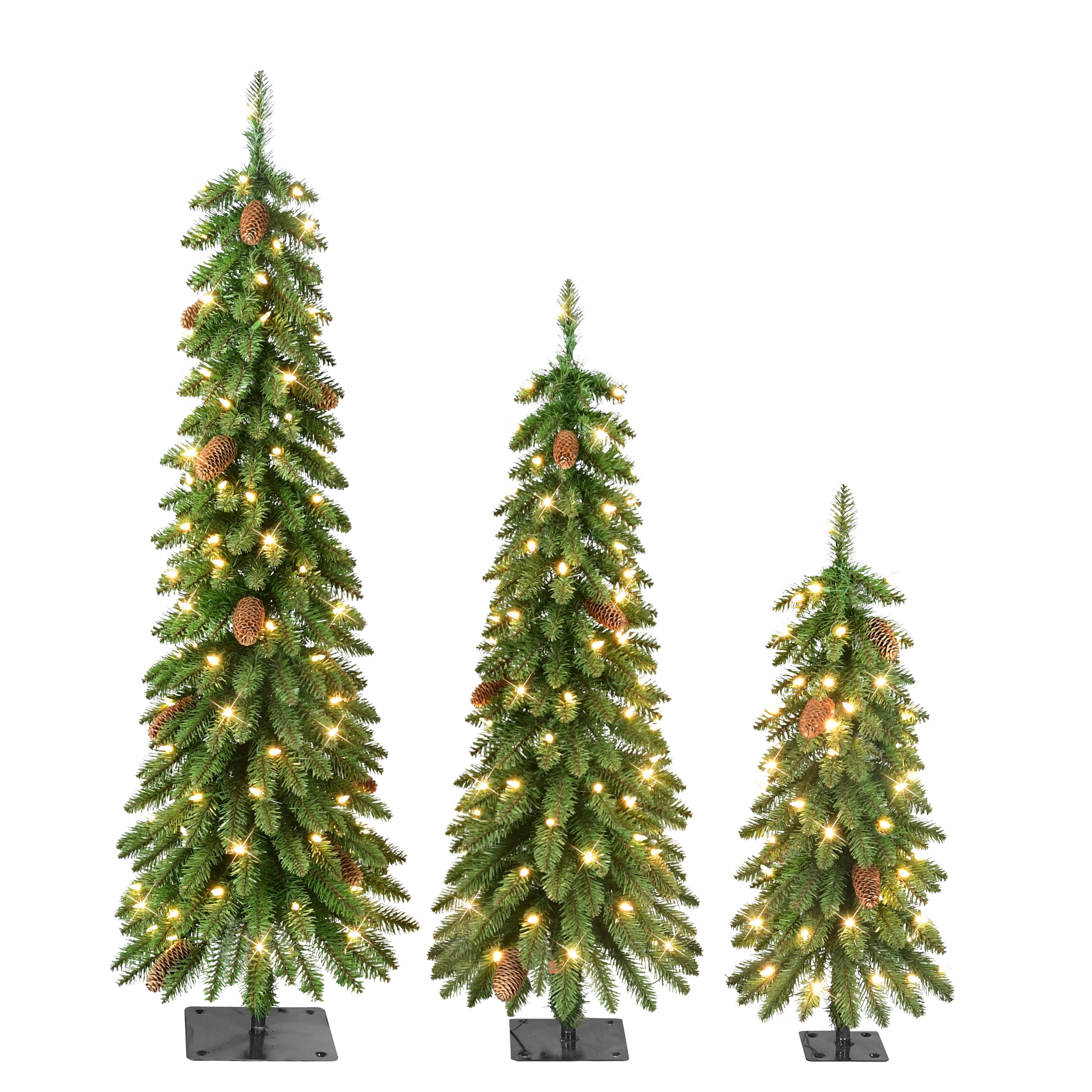 Set of 3 Pre-Lit Trees | Puleo Christmas Trees – puleointl