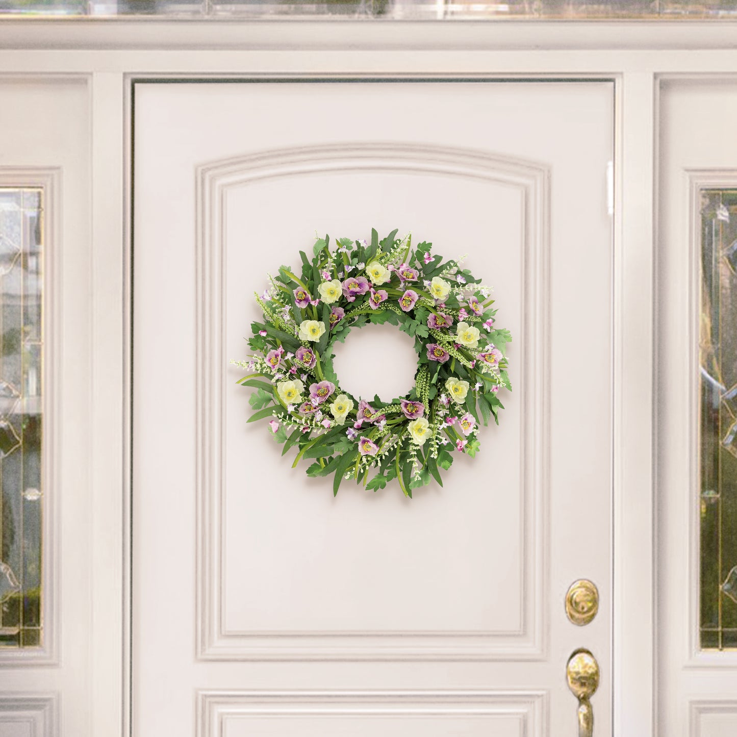 24" Artificial Poppy Spring Wreath