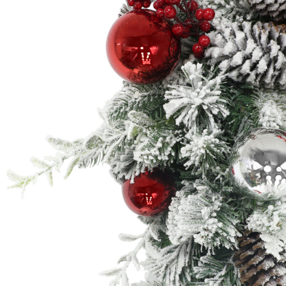 6' x 10" Battery-Operated Pre-Lit Flocked Decorated Artificial Garland