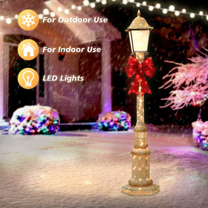 84"H Outdoor Lighted Lamp Post, 150 Warm White LED Lights, Outdoor UL Adapter