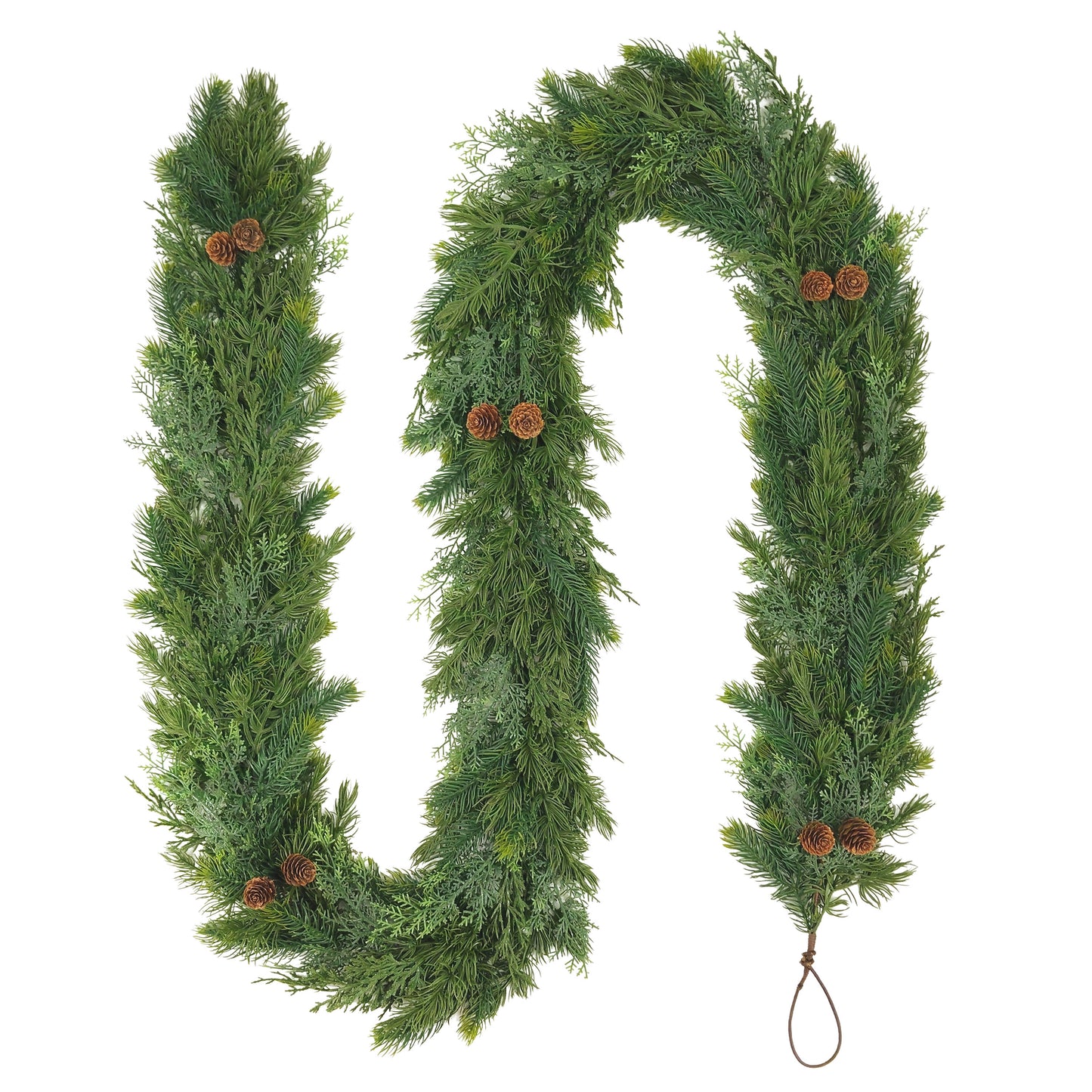 9ft x 10" PE Garland With Pinecones, 182 Branch Tips