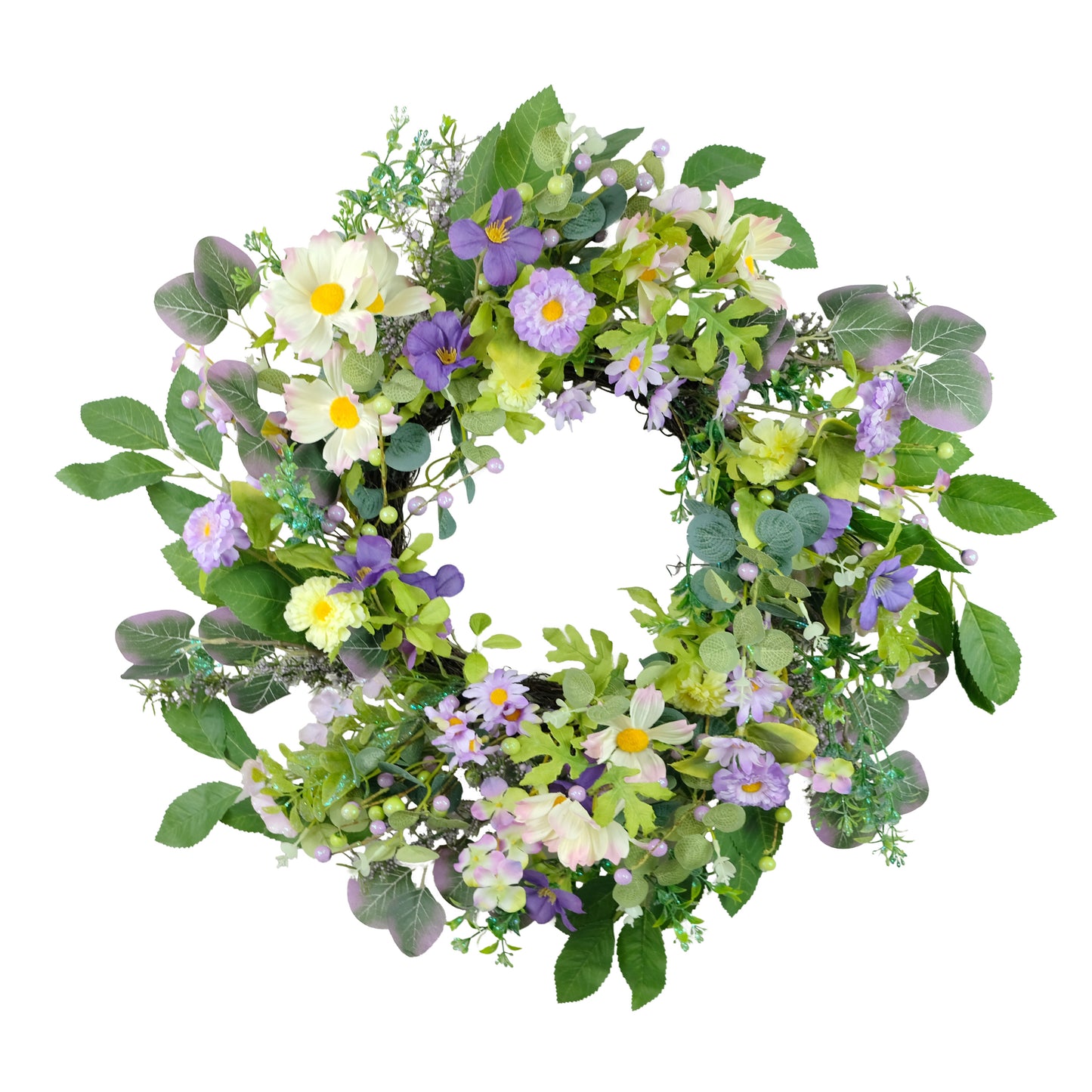 24" Artificial Daisy Floral Spring Wreath